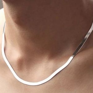 New 925 Silver Unisex Flat 50 cm snake Necklace